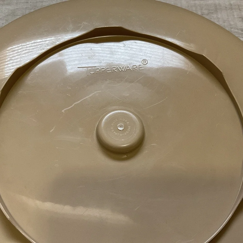 Tupperware #492-2 3 Piece Chip Dip and Serve Yellow Tray and Bowl No Lid‎